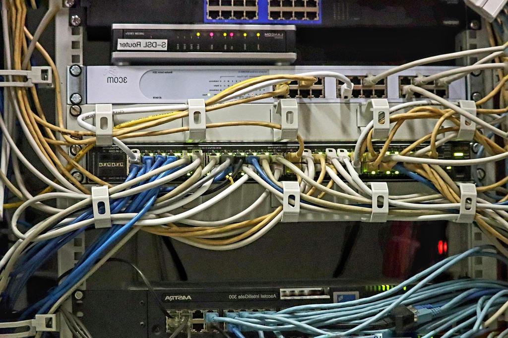 Modern server room with glowing lights